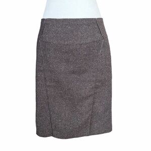 Dalia Collection Tweed Wool Blend Pencil Midi Skirt Brown Satin Lining Women’s 8